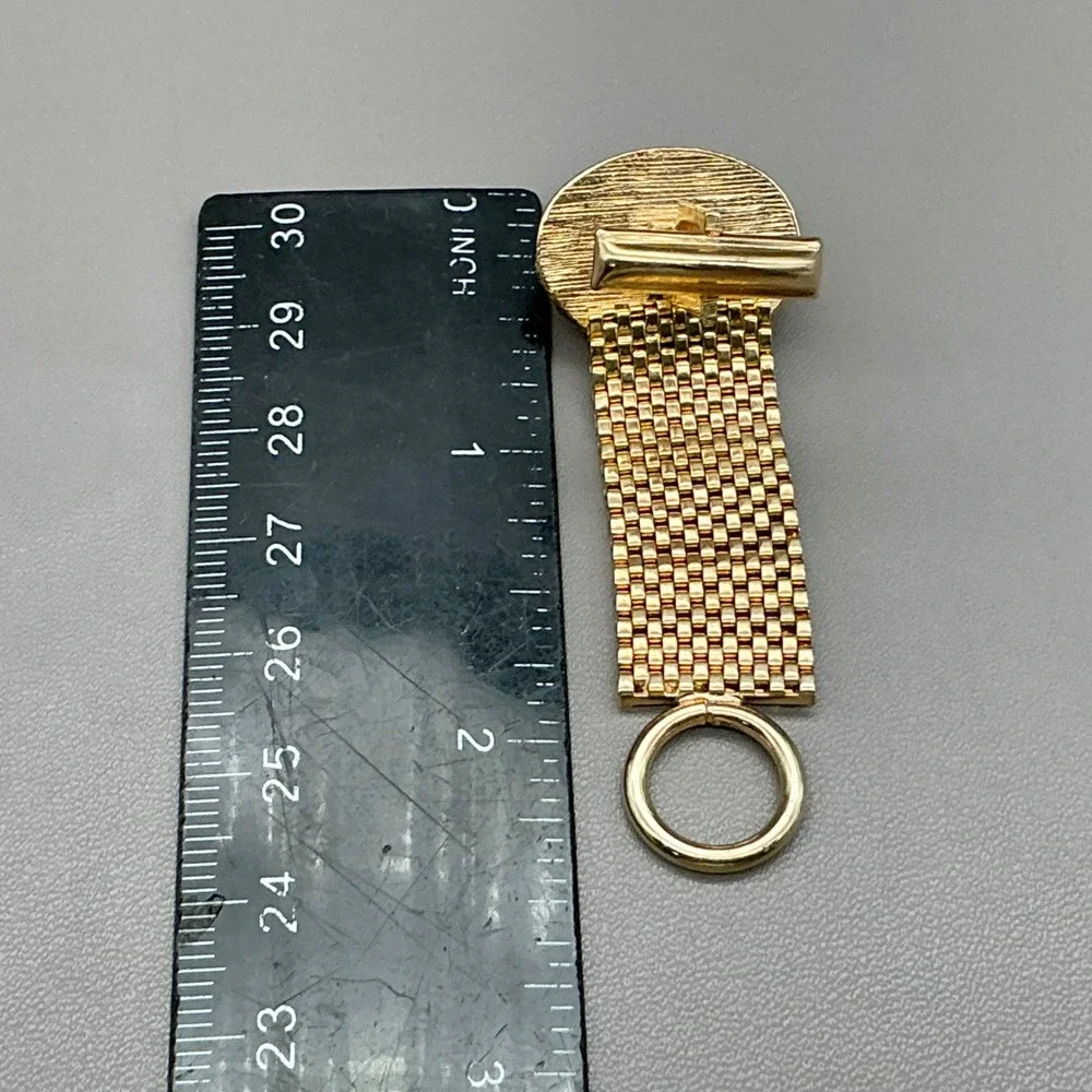 Vintage Gold Tone Mesh Wrap Around Cufflinks Faux Goldstone Cabochon Mid Century